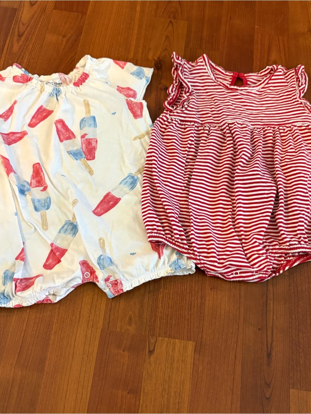 Burt's Bees Baby White and Red baby Rompers